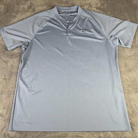 Nike Dri-FIT Shirt Mens 2XL Light Blue Short Sleeve Henley Raglan Athletic Golf - Picture 2 of 9